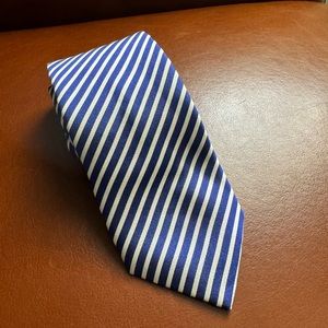 Thomas Pink Blue and White Striped Silk Tie. Like New OS